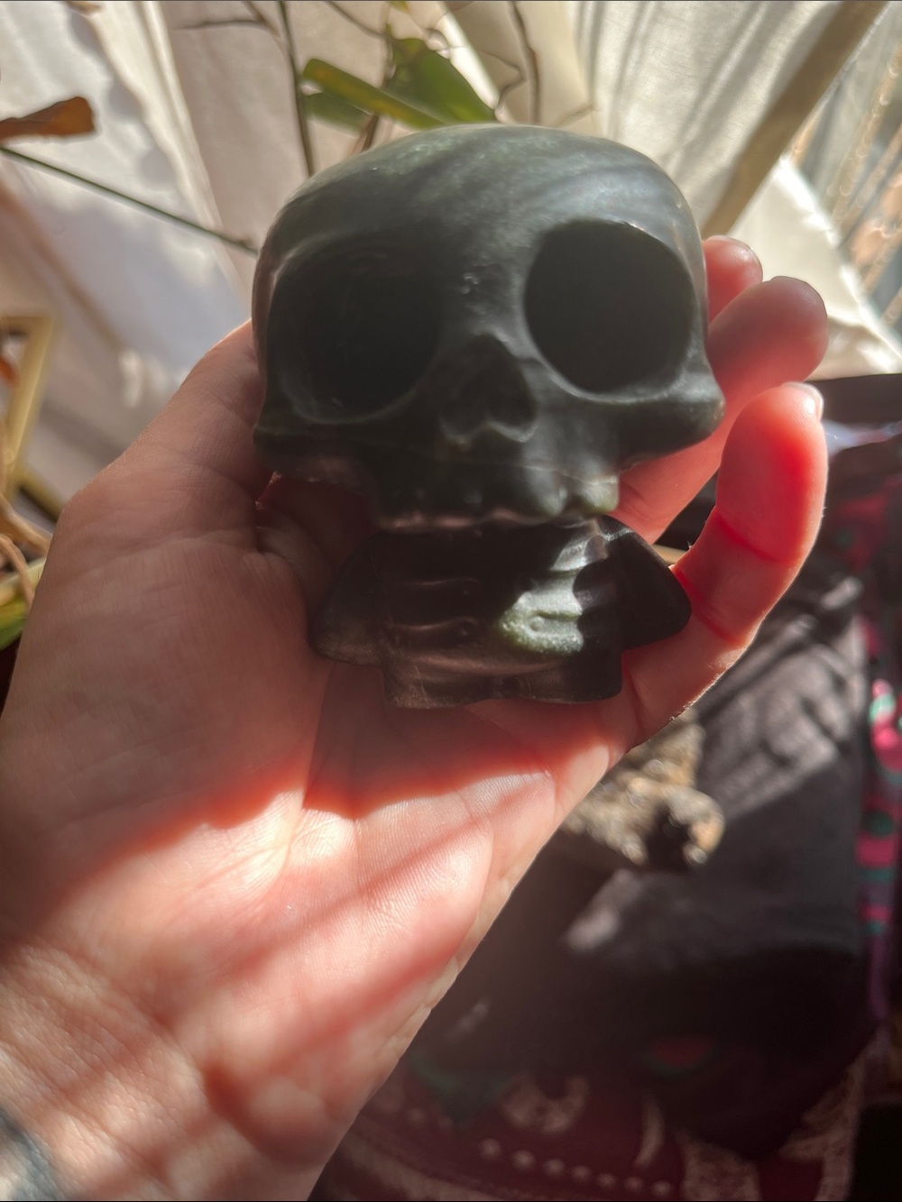 Serpentine skeleton statue